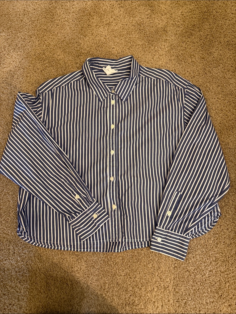 GAP Blue and White Striped Button-Up Shirt